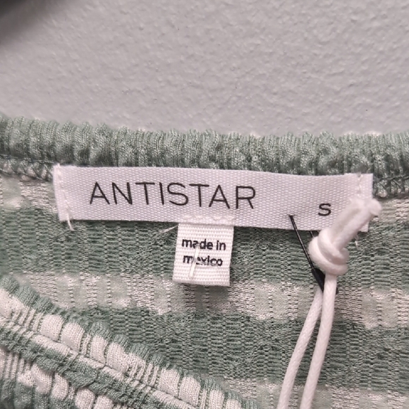 Antistar Striped Green and White Women's Top Size Small - Picture 2 of 4